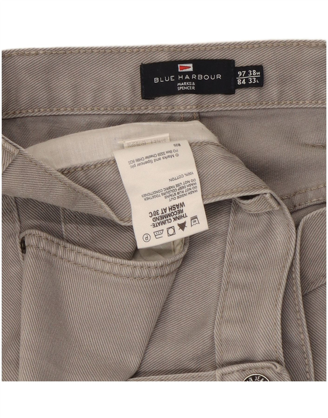 Мужские прямые джинсы Marks & Spencer Blue Harbour W38 L33 серые, хлопок