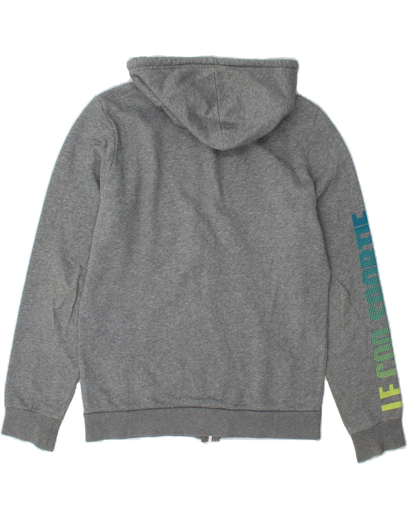 LE COQ SPORTIF Mens Graphic Zip Hoodie Sweater Small Grey Cotton Vintage Le Coq Sportif and Second-Hand Le Coq Sportif from Messina Hembry 
