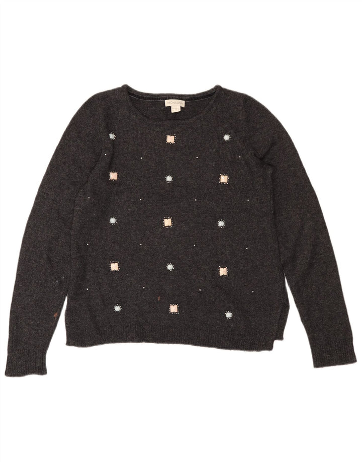 Женский джемпер с вырезом «лодочка» MONSONON UK 12, хлопковый средний серый цвет