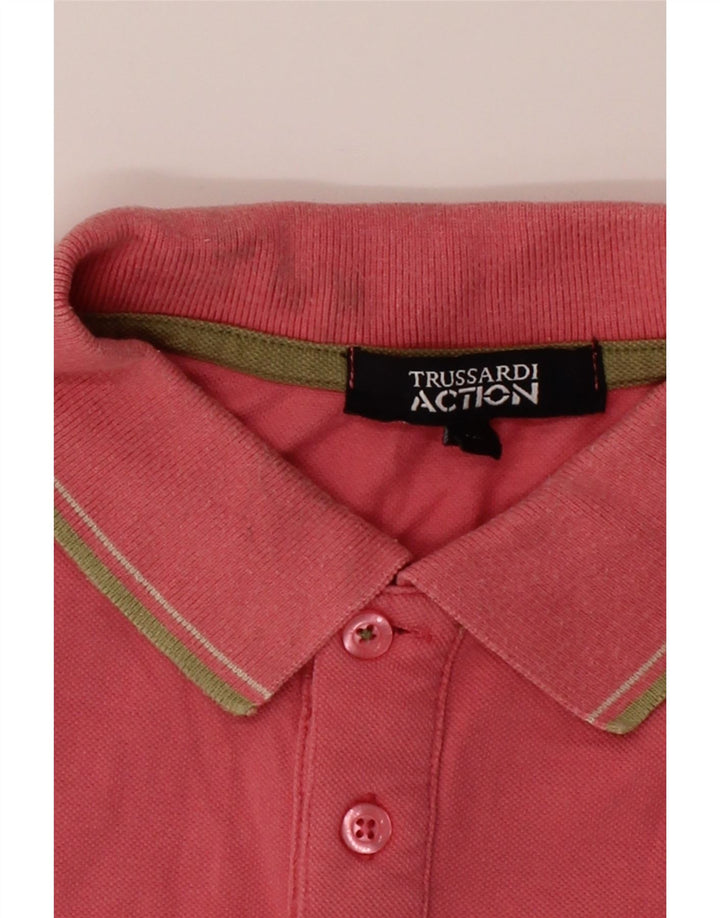 TRUSSARDI Mens Polo Shirt Large Pink Cotton Vintage Trussardi and Second-Hand Trussardi from Messina Hembry 
