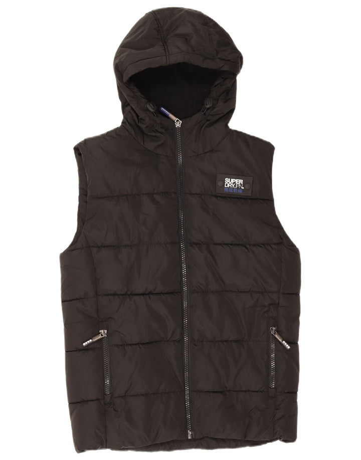 Мужской утепленный жилет с капюшоном Superdry UK 36, маленький черный полиэстер