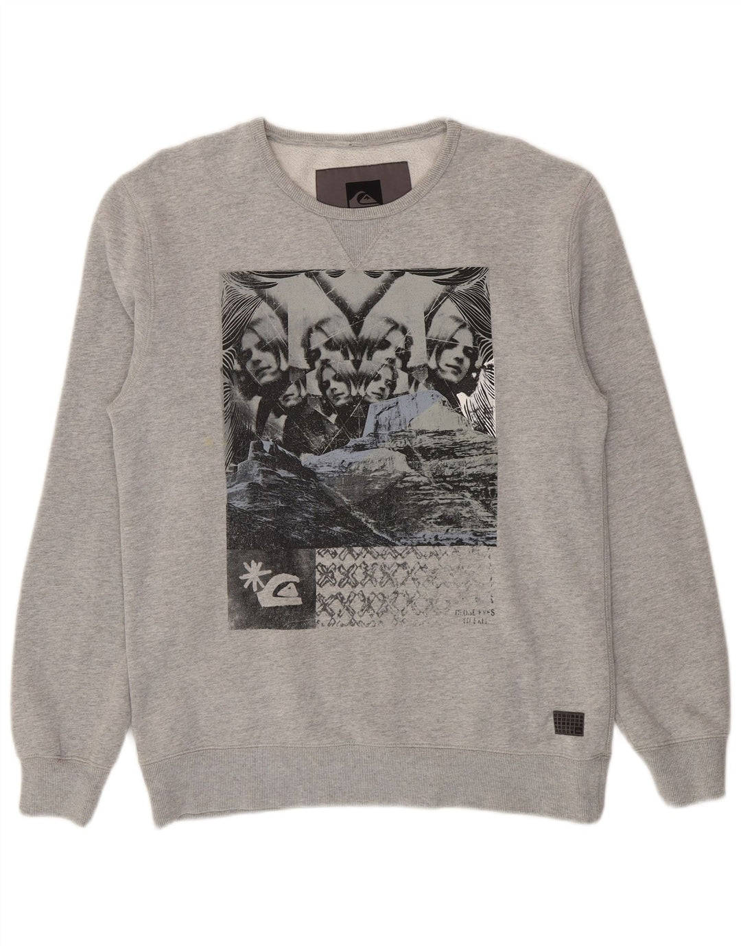 Мужской свитшот с рисунком Quiksilver, большой серый хлопковый джемпер