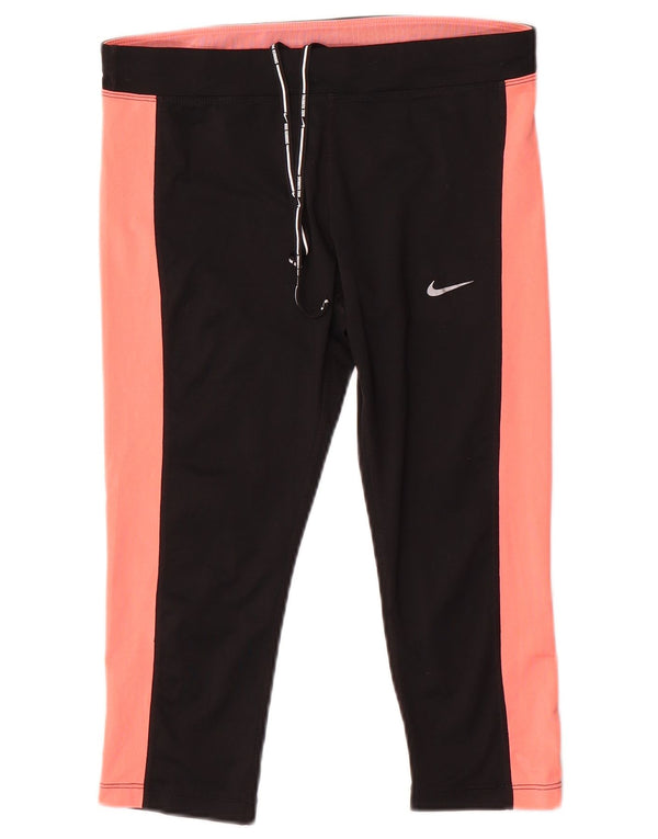Женские леггинсы-капри Nike Dri Fit UK 14, средние черные цветные блоки