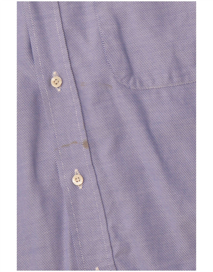 LACOSTE Мужская рубашка с коротким рукавом, размер 41, большая синяя, хлопок