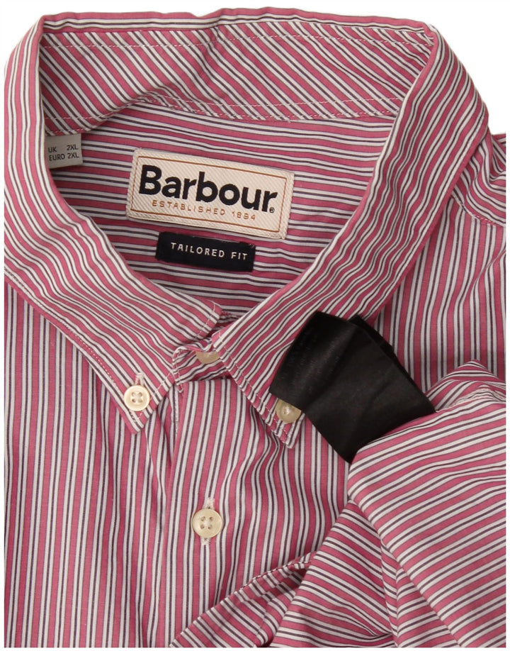 Мужская рубашка Barbour Tailored Fit 2XL в розовую полоску