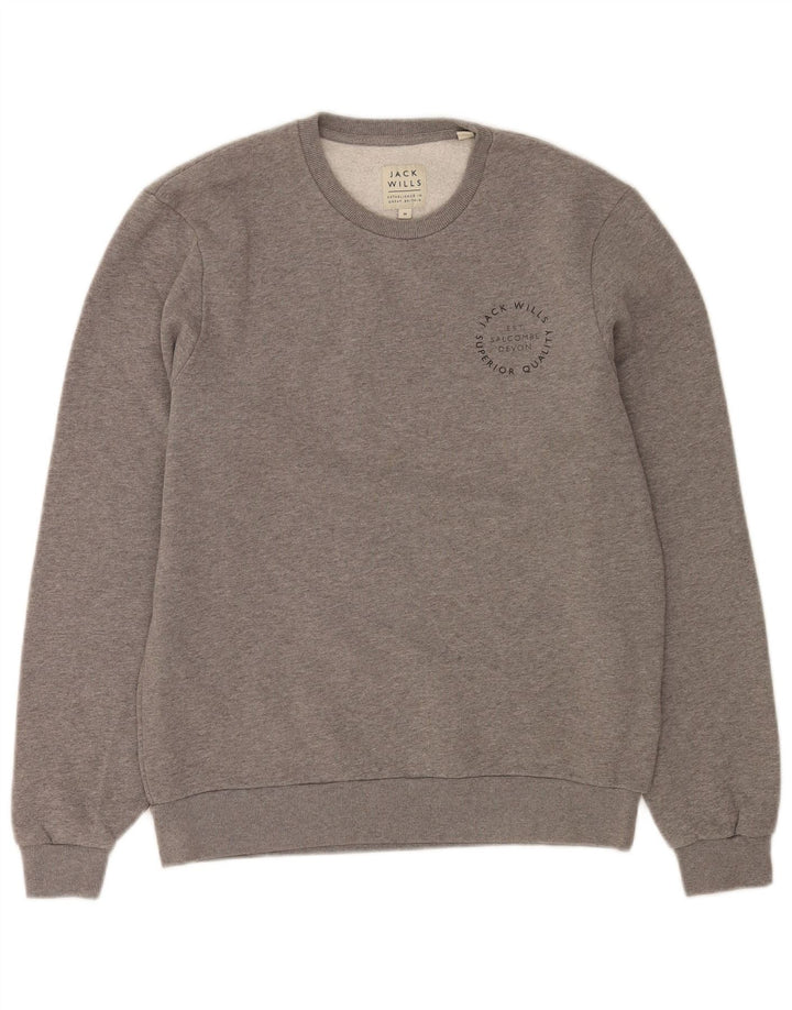 Мужской свитшот Jack Wills, хлопковый джемпер среднего серого цвета в крапинку