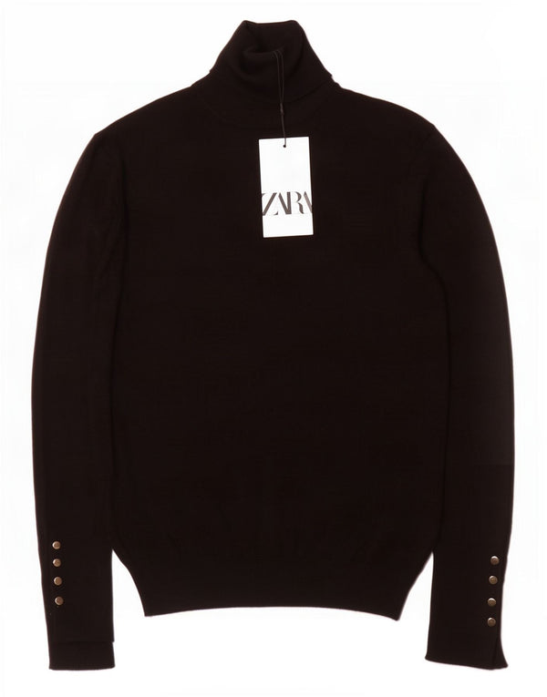 Женский джемпер с высоким воротником Zara UK 18 XL, черный вискоза