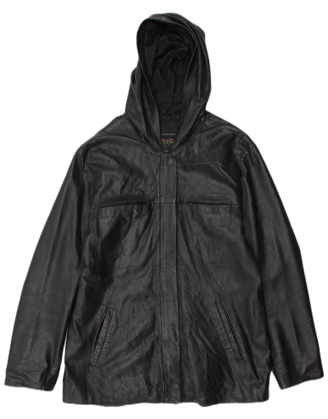 Куртка женская кожаная Privilegi IT 46 большая черная кожа