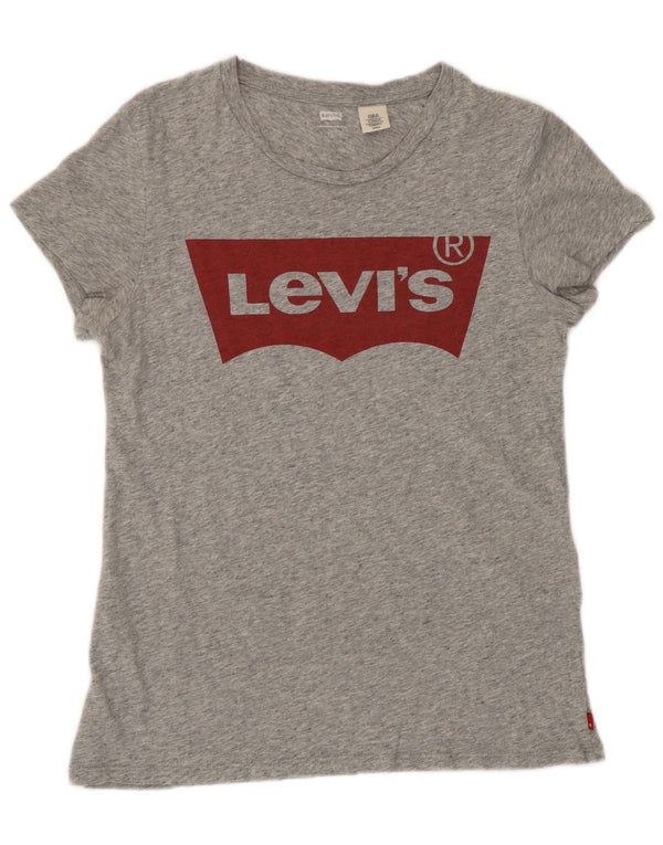 Женская футболка с рисунком Levi's Top UK 10, маленький серый хлопок с крапинками