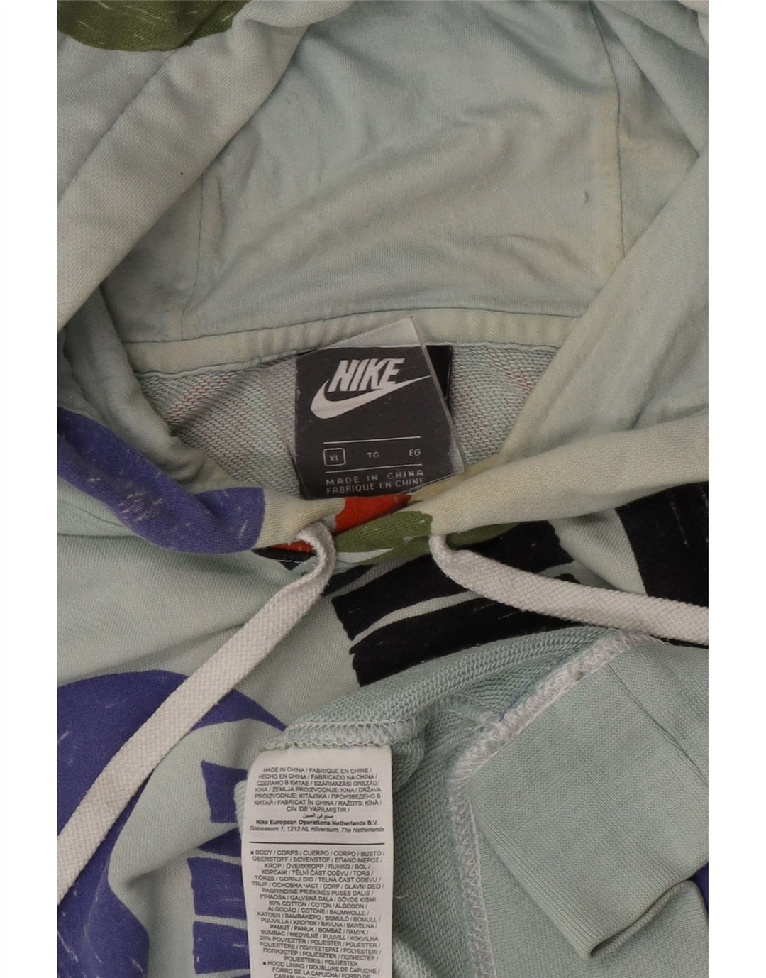 Мужская толстовка с капюшоном с рисунком Nike XL, синий хлопок