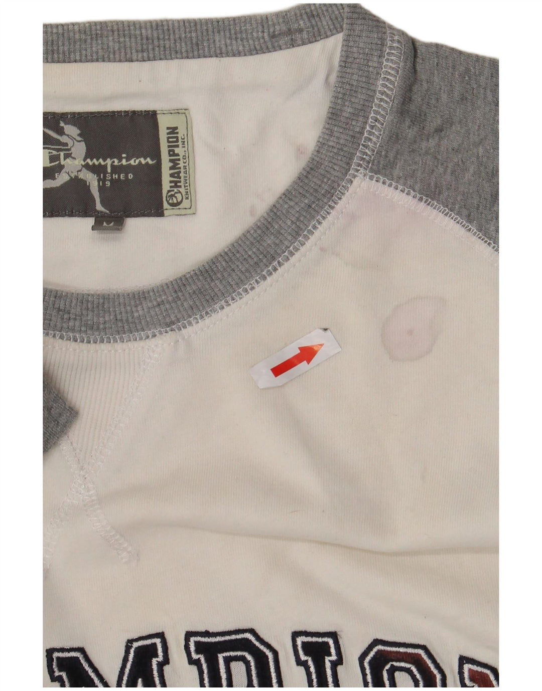 Женская футболка с рисунком Champion UK 14, средний размер, белый хлопок с цветными блоками