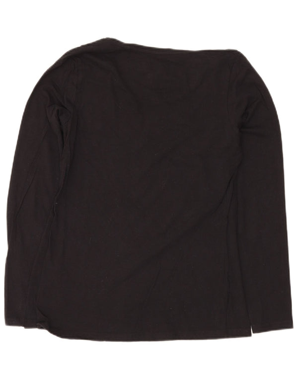 LOTTO Женский топ с длинным рукавом UK 10, маленький черный хлопок