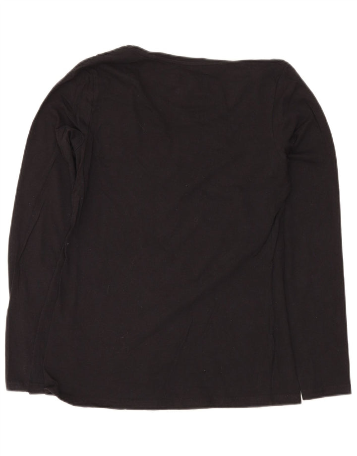 LOTTO Женский топ с длинным рукавом UK 10, маленький черный хлопок