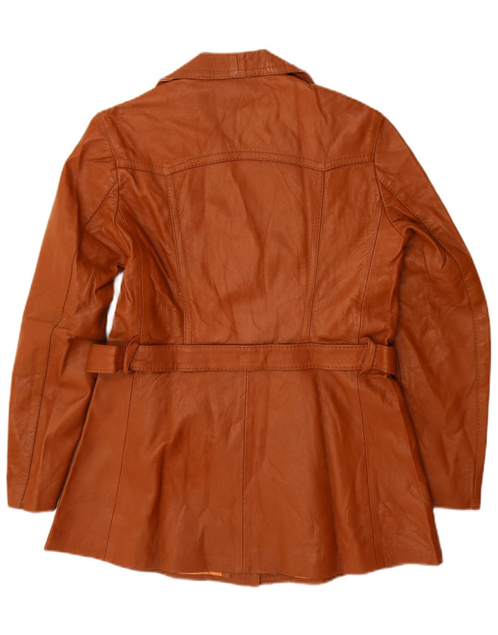 Винтажная женская кожаная куртка UK 14, кожа среднего коричневого цвета
