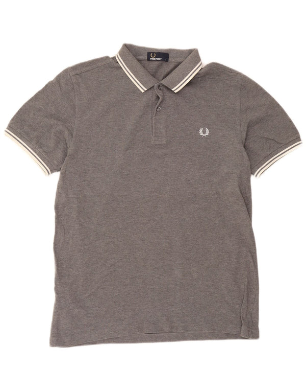 Мужская рубашка-поло Fred Perry, большая серая хлопковая рубашка в крапинку