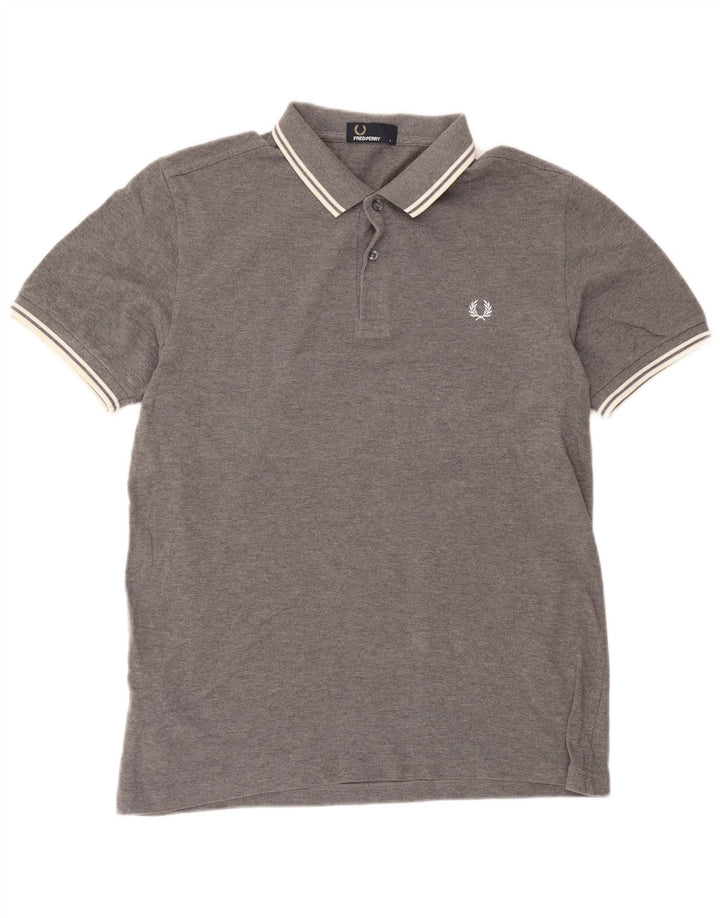 Мужская рубашка-поло Fred Perry, большая серая хлопковая рубашка в крапинку