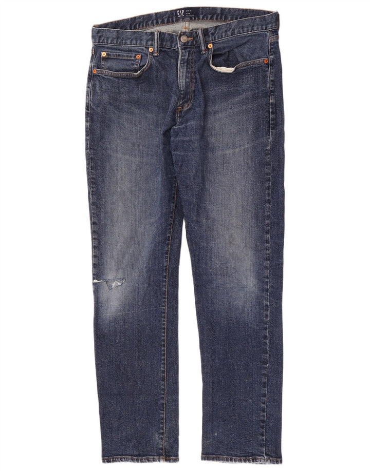Мужские потертые узкие джинсы Gap W34 L32, синие, хлопок