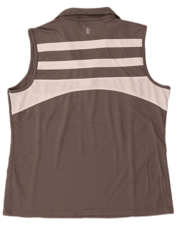 Женская рубашка поло без рукавов IZOD UK 18 XL, серая, полиэстер с цветными блоками