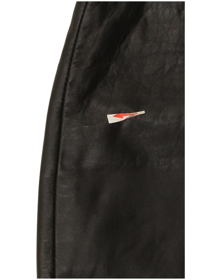 Винтажная женская мини-кожаная юбка IT 44 Medium W26 Черная кожа