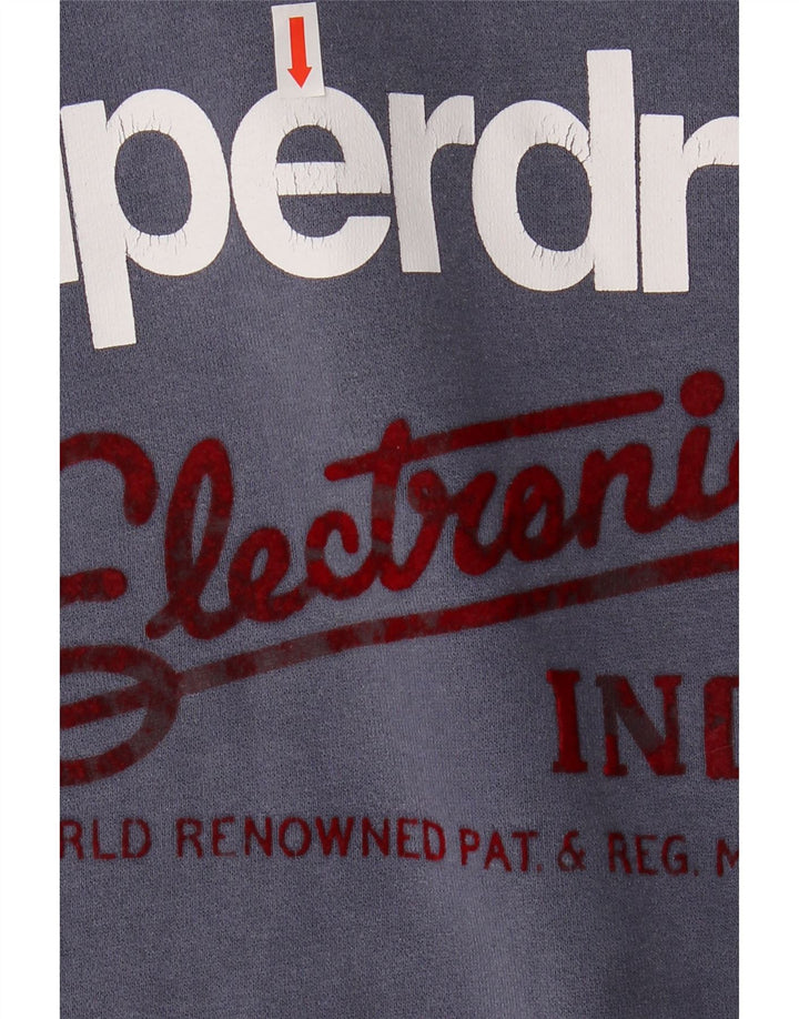 Женский джемпер с капюшоном SUPERDRY UK 16, большой темно-синий с цветными блоками