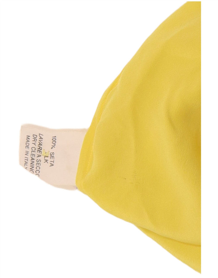 Винтажная женская блузка-рубашка UK 16, большая желтая шелковая блузка