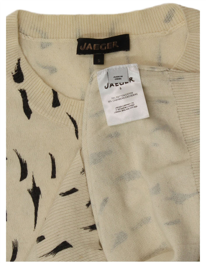 Женский джемпер Jaeger с круглым вырезом, Великобритания, 8, маленький, хлопковый, с белыми пятнами