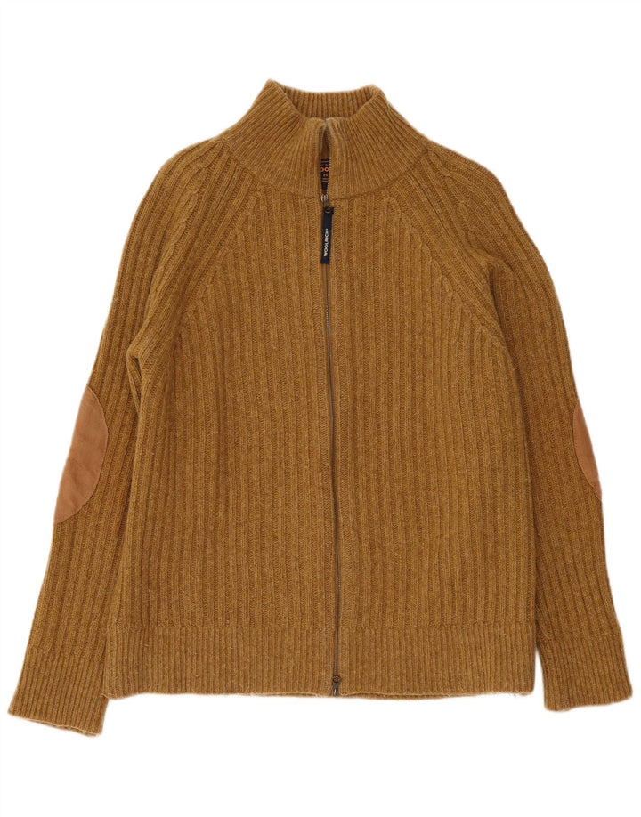 Мужской кардиган Woolrich, маленький коричневый шерстяной свитер