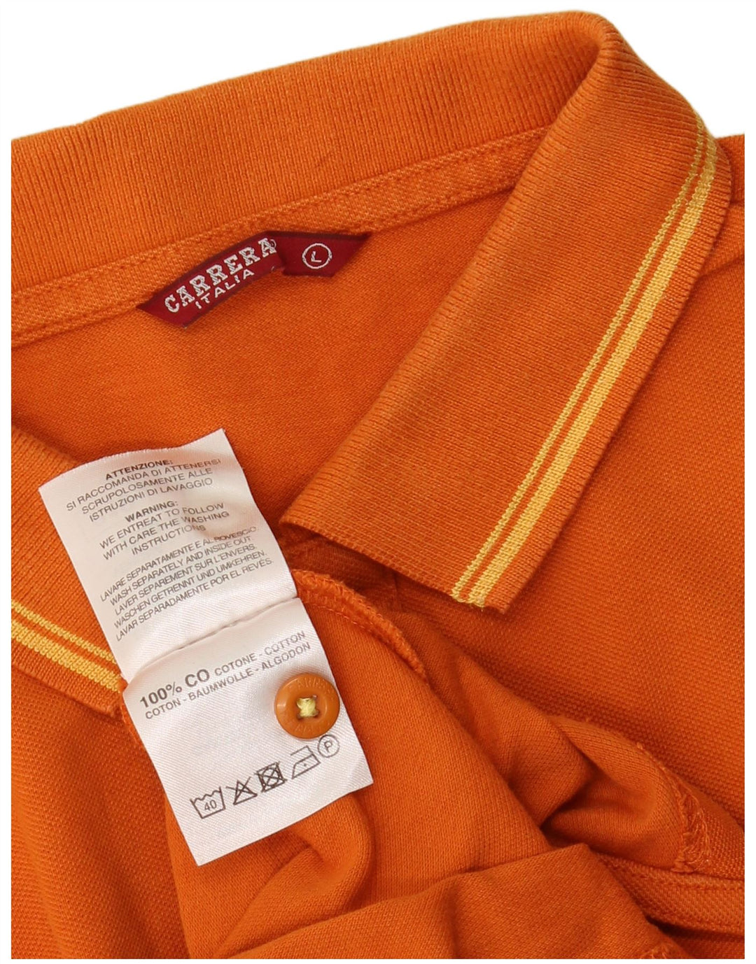 CARRERA Mens Polo Shirt Large Orange Cotton