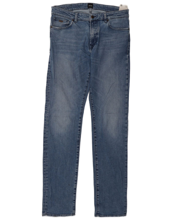 Мужские узкие джинсы Hugo Boss W34 L36 синие, хлопок