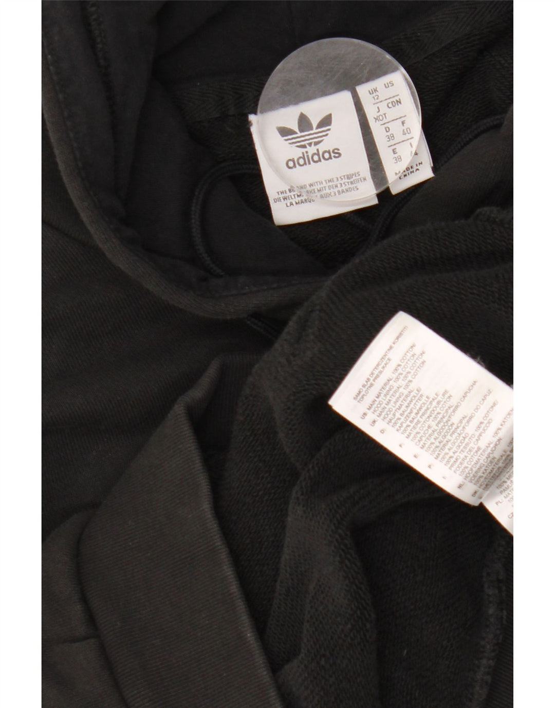 Женский джемпер с капюшоном ADIDAS в стиле оверсайз UK 12, средний черный, хлопок