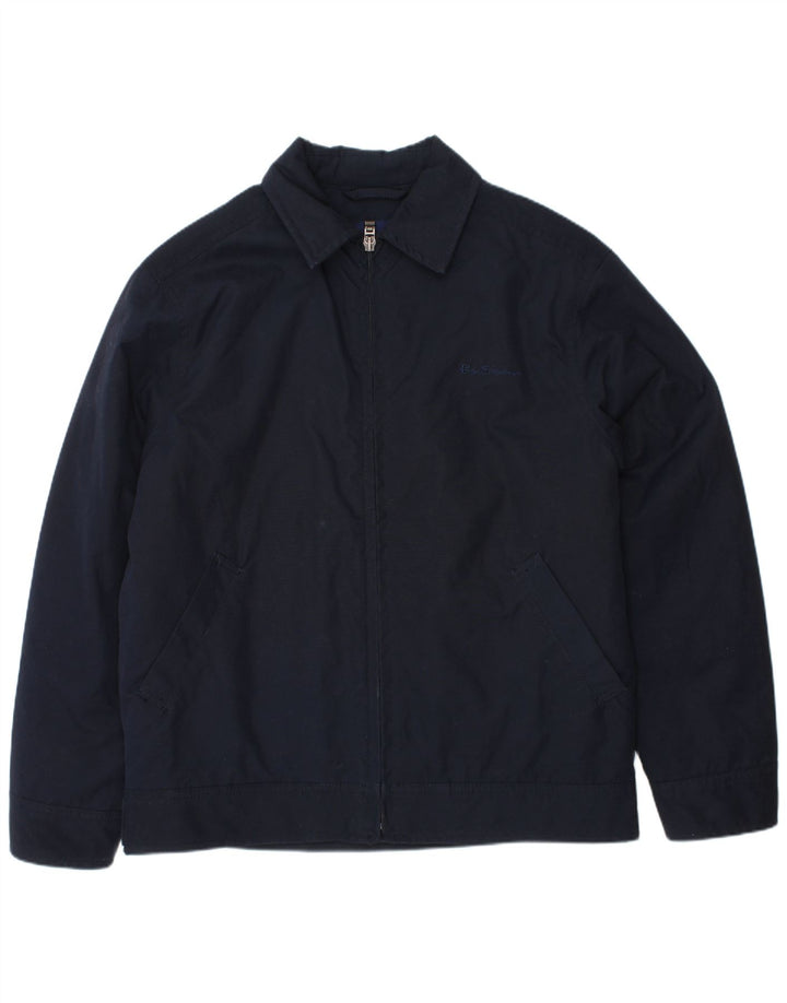 BEN SHERMAN Boys Bomber Jacket 10-11 Years Small  Navy Blue Cotton