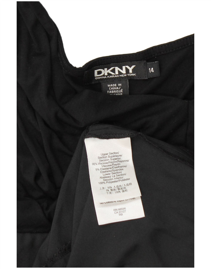 Женское платье прямого кроя Dkny, США 14 XL, черное, вискоза с цветными блоками