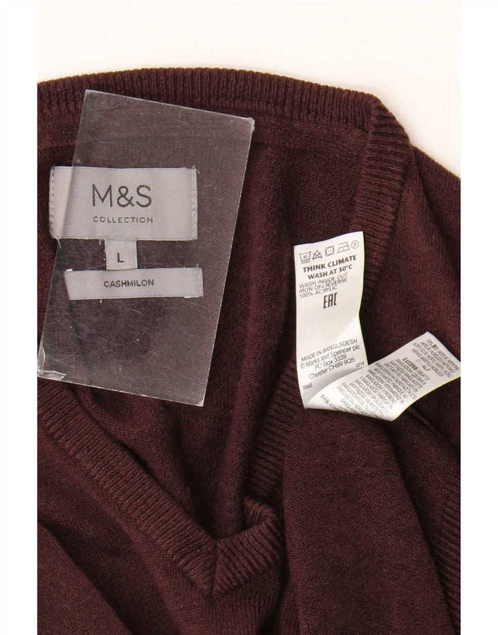 Мужской джемпер с v-образным вырезом Marks & Spencer, большой коричневый акрил