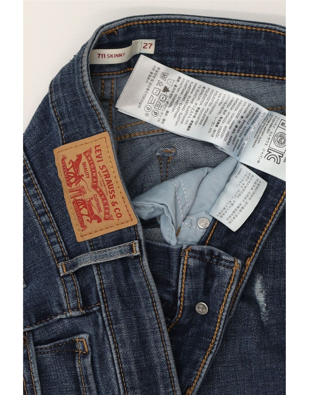 Женские джинсы скинни LEVI'S 711 W27 L29 синие, хлопок