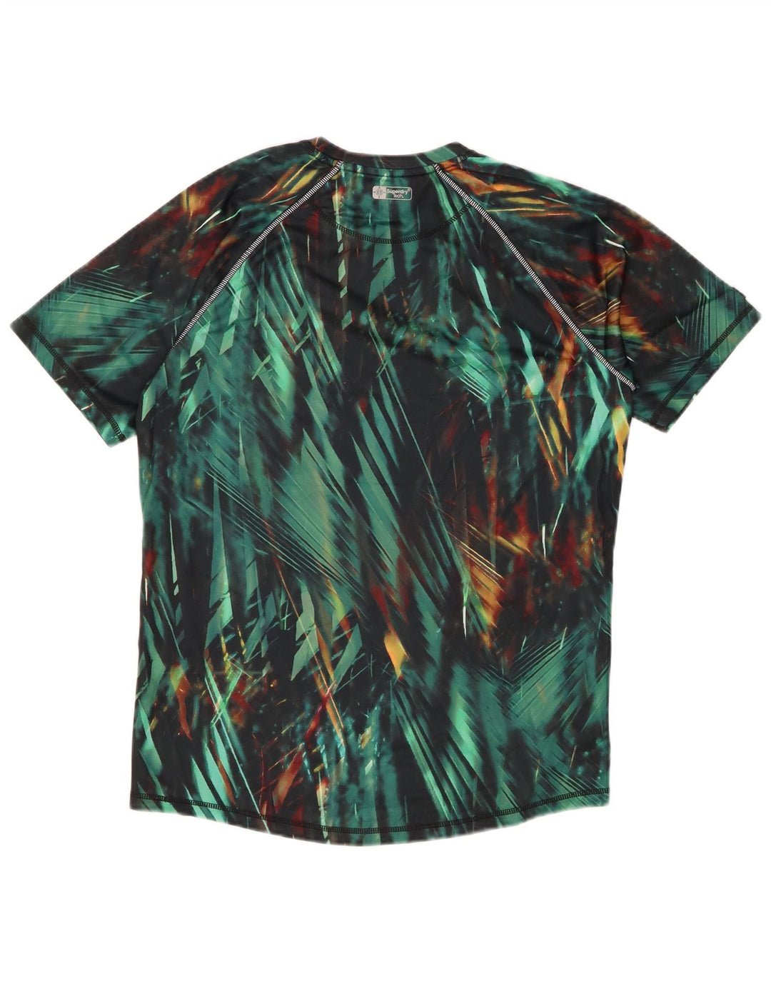 SUPERDRY Мужская футболка Active Top среднего зеленого цвета с геометрическим рисунком