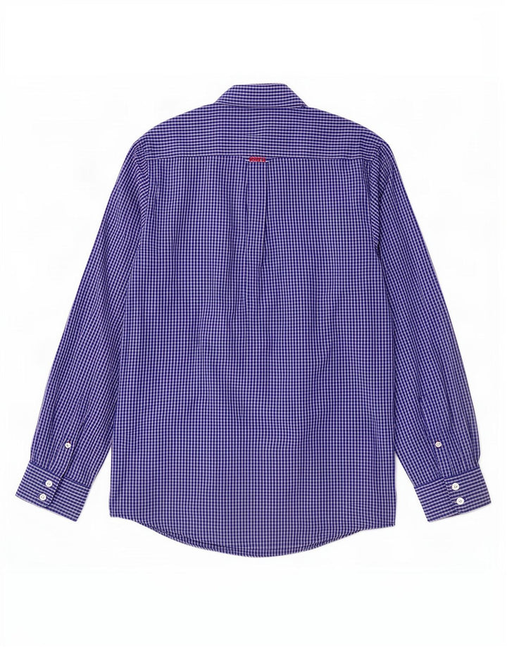 Crew Clothing Мужская рубашка классического кроя из хлопка среднего синего цвета в клетку