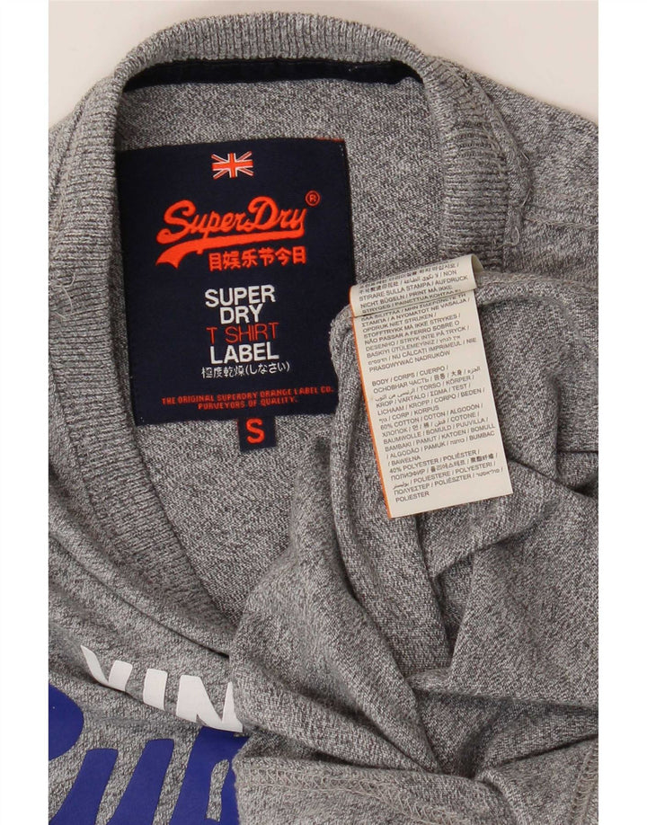 Мужская футболка с рисунком Superdry, маленький серый хлопок с крапинками