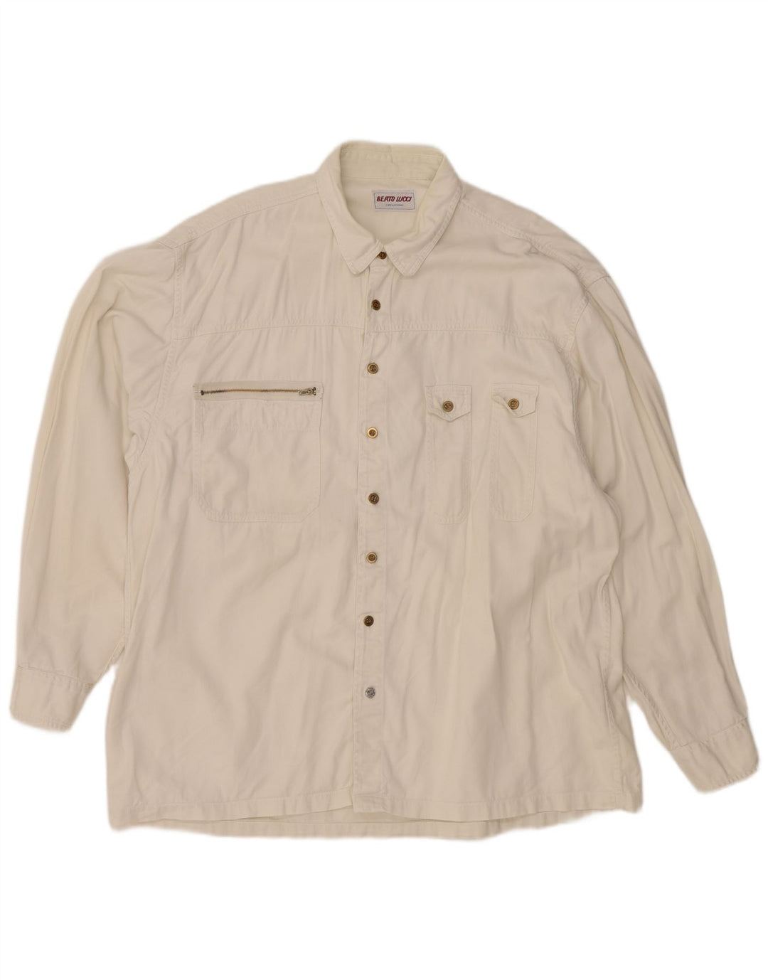 Мужская джинсовая рубашка Berto Lucci XL, белый хлопок