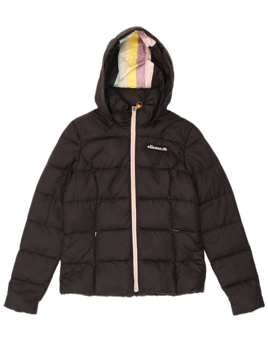 Женская стеганая куртка Ellesse Heritage с капюшоном UK 10, маленькая, черный нейлон