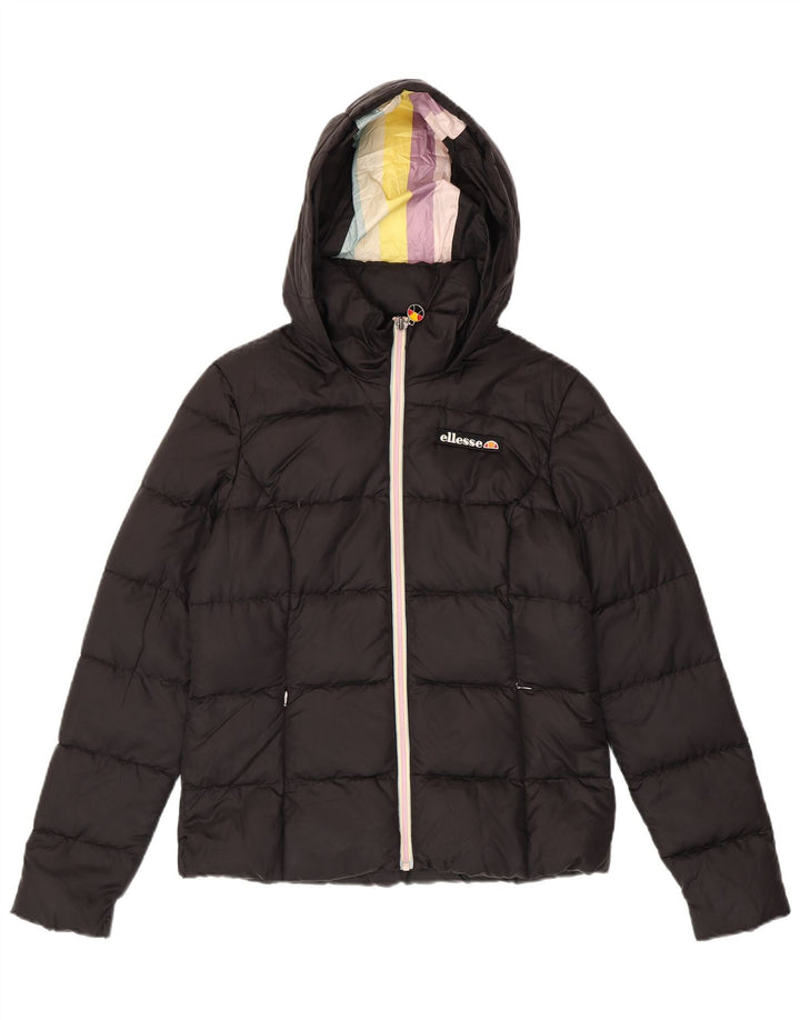 Женская стеганая куртка Ellesse Heritage с капюшоном UK 10, маленькая, черный нейлон