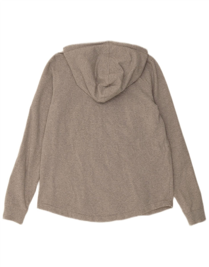 ELLESSE Womens Zip Hoodie Sweater UK 14 Medium Grey Cotton