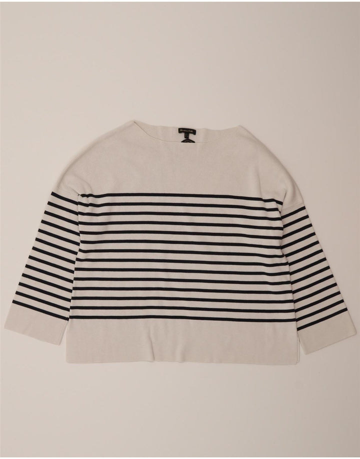Женский оверсайз-топ Massimo Dutti с рукавом 3/4 UK 10, маленький белый в полоску