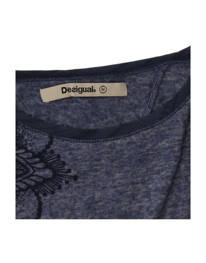 DESIGUAL Womens Blouse Top UK 14 Medium Blue Floral