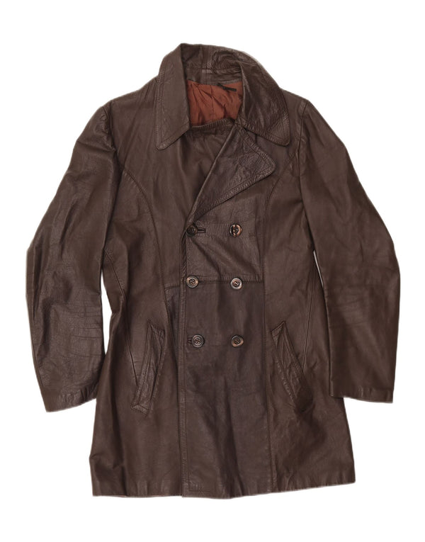 VINTAGE Женское кожаное пальто IT 50 XL Коричневое