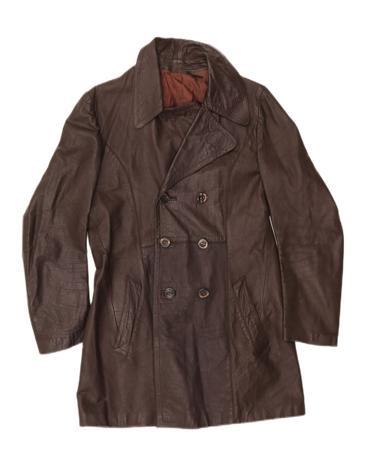 VINTAGE Женское кожаное пальто IT 50 XL Коричневое