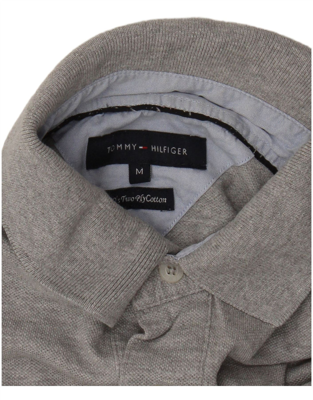 Мужская рубашка-поло Tommy Hilfiger, хлопковая рубашка среднего серого цвета с крапинками