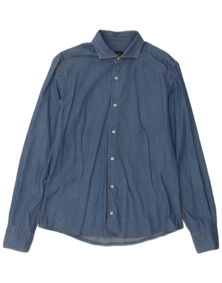 Мужская джинсовая рубашка MASSIMO DUTTI темно-синяя