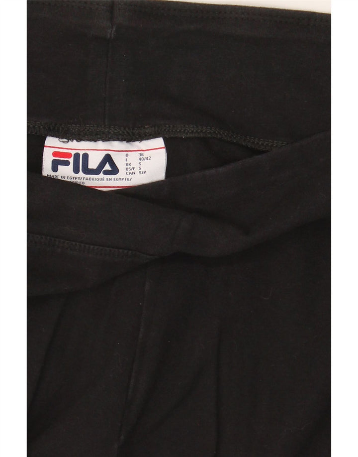 FILA Womens Graphic Leggings UK 10 Small  Black Vintage Fila and Second-Hand Fila from Messina Hembry 