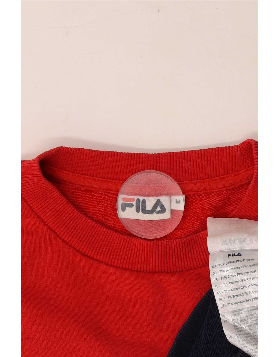 Женский свитер Fila с графическим рисунком, Великобритания 14, средний красный, хлопок с цветными блоками
