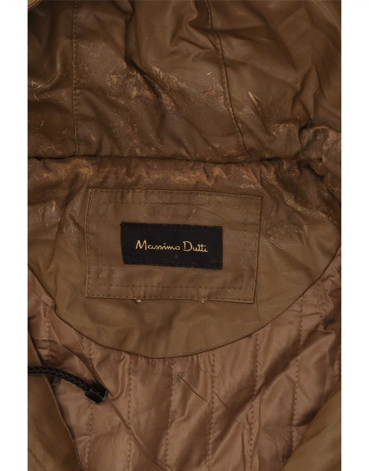 Женская парка Massimo Dutti с капюшоном UK 12, средний бежевый хлопок